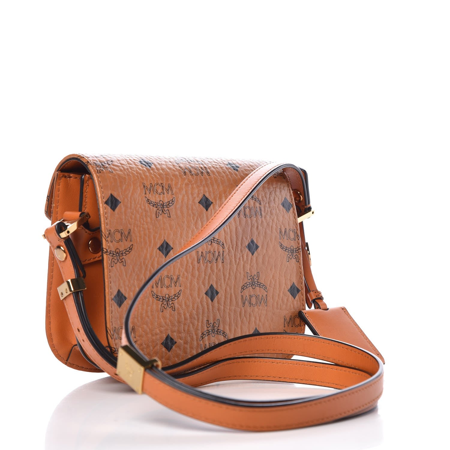 MCM Visetos Mini Patricia Shoulder Bag Cognac 3 of 6