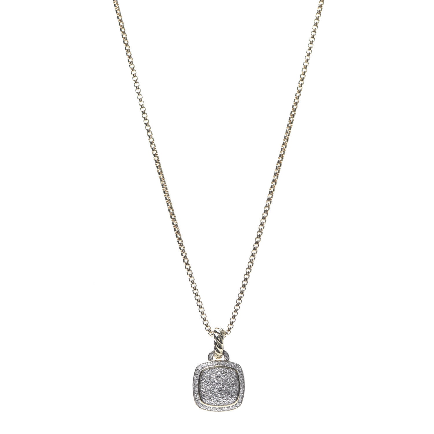 David Yurman 18K Yellow Gold Diamond 11mm Albion Pendant Necklace 1 of 6