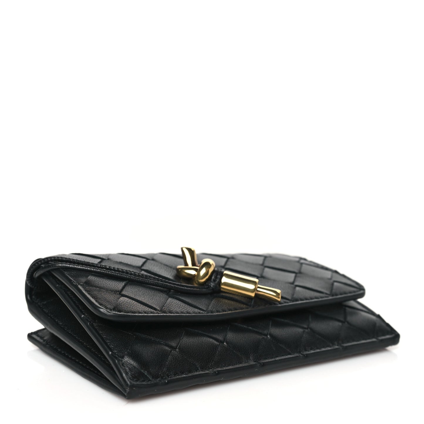 Nappa Intrecciato Andiamo Flap Card Case Black