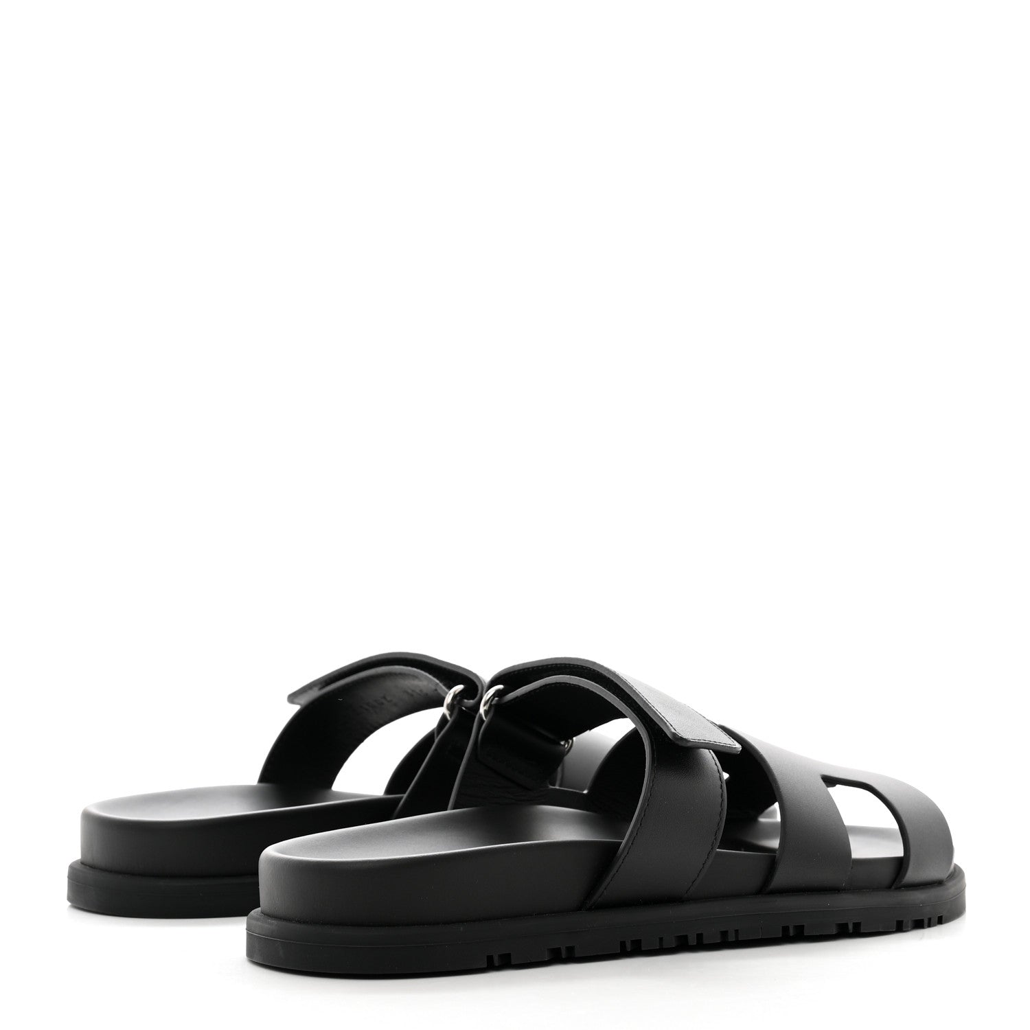 Hermes Calfskin Womens Chypre Sandals 37.5 Black 4 of 9