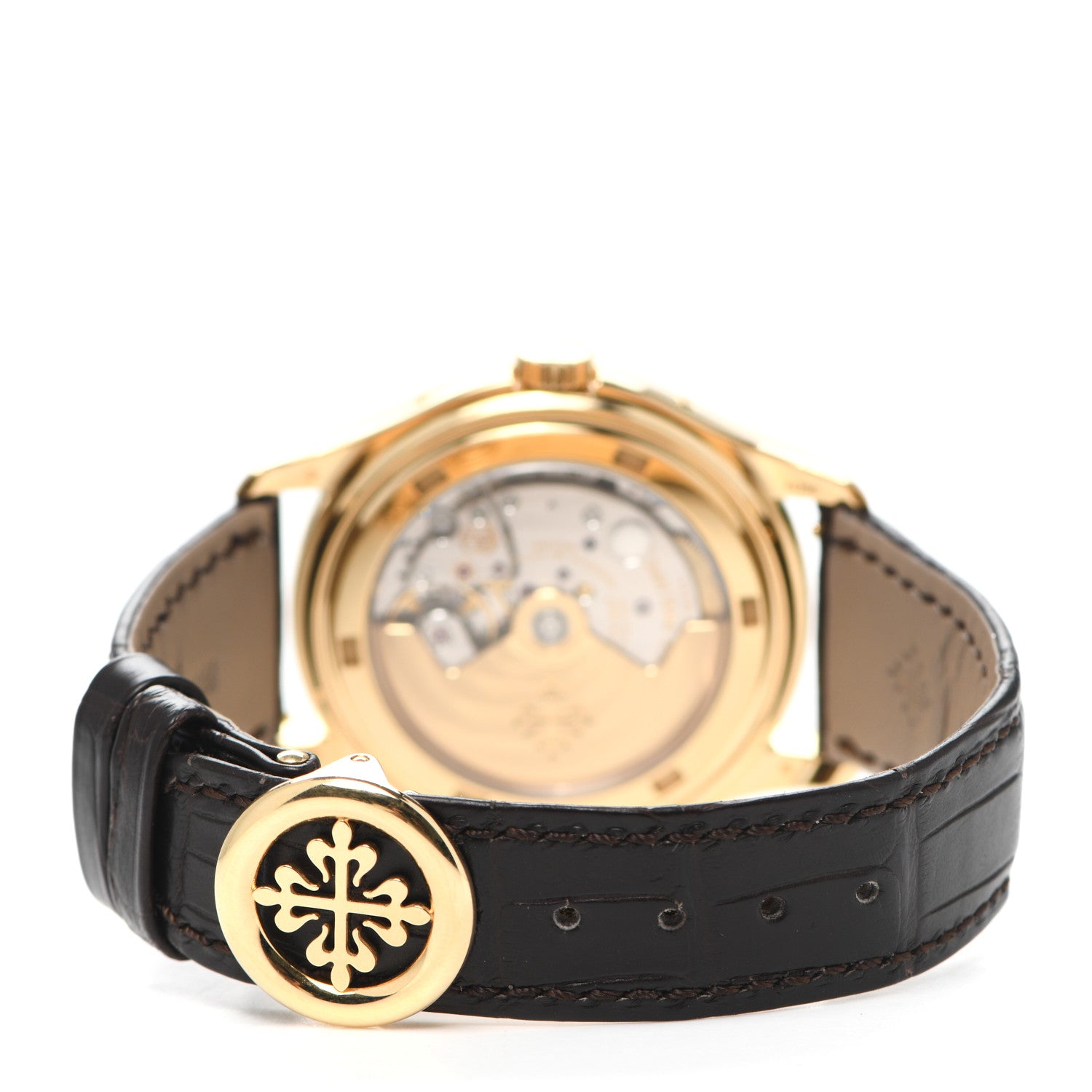 Patek Philippe 18K Yellow Gold Alligator 39mm Complications Annual Calendar Automatic Watch Grey 5146 3 of 5