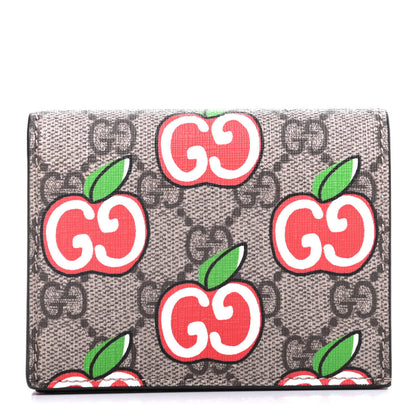 Gucci GG Supreme Monogram Apple Card Case Wallet Beige Multicolor Lobster Red 1 of 6