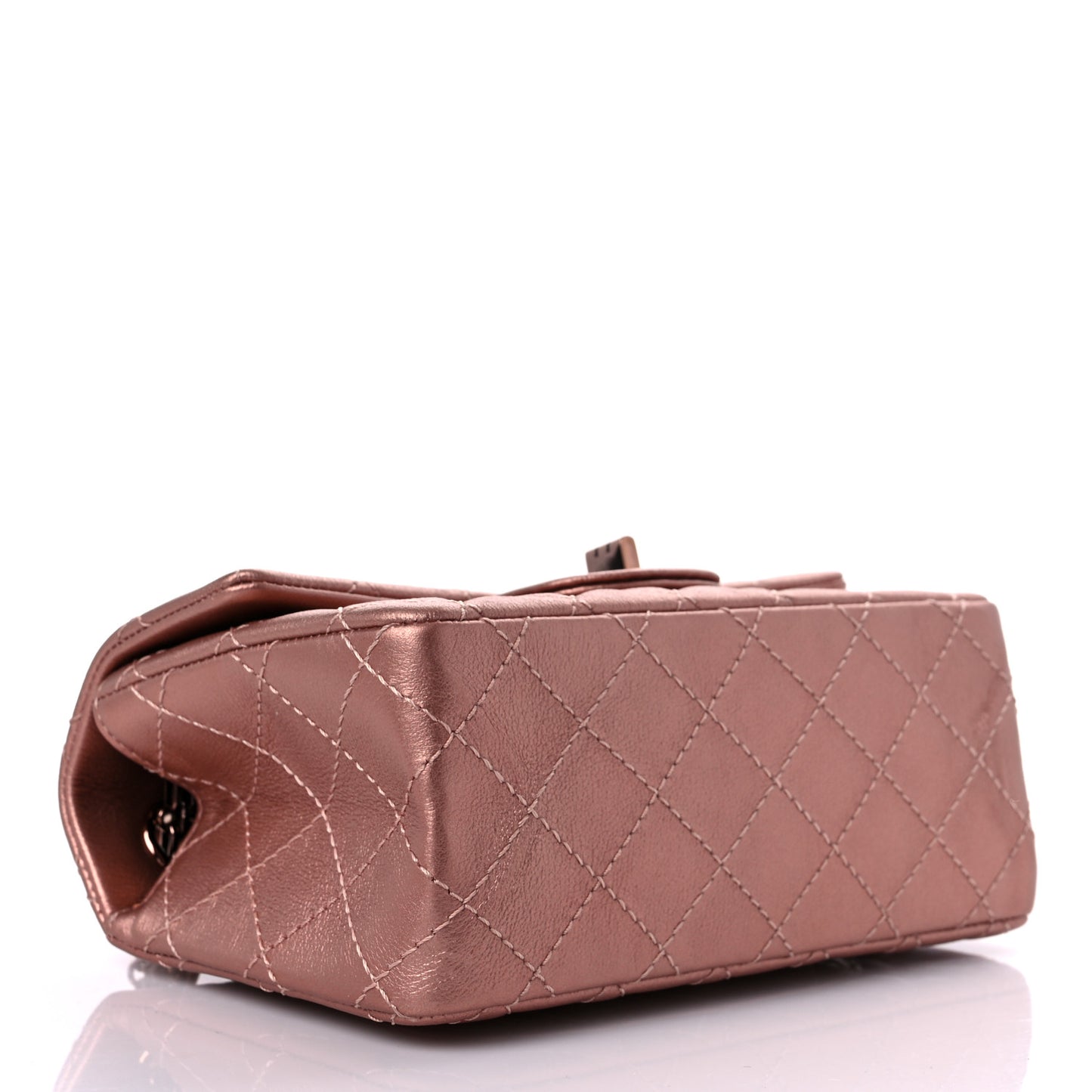 Metallic Grained Calfskin Quilted 2.55 Reissue Mini Flap Copper Pink