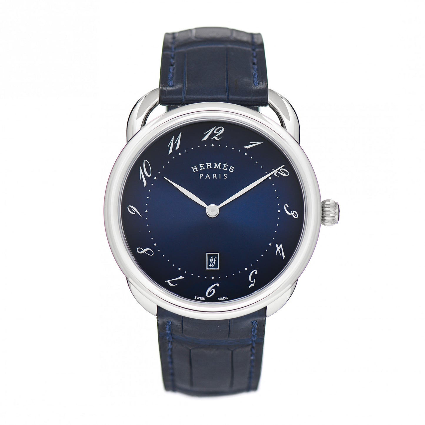 Stainless Steel Alligator 40mm Arceau Quartz Watch Bleu Abysse