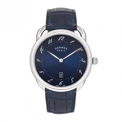 Hermes Stainless Steel Alligator 40mm Arceau Quartz Watch Bleu Abysse 1 of 5