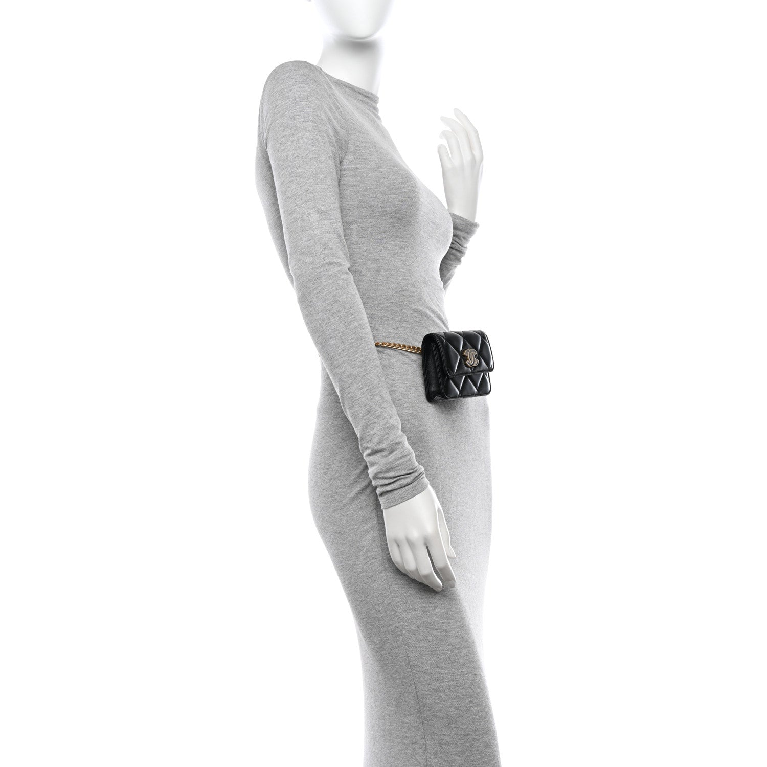 Chanel Lambskin Enamel Quilted Pending CC Flap Belt Bag Black 2 of 12