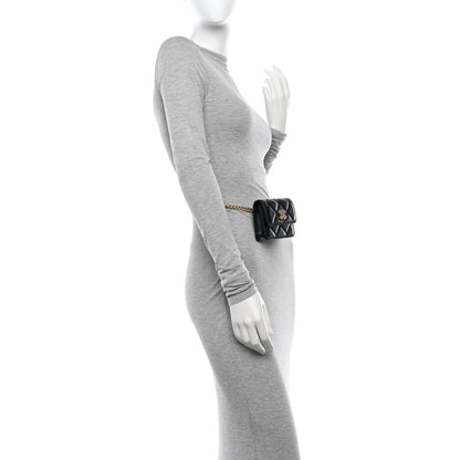 Chanel Lambskin Enamel Quilted Pending CC Flap Belt Bag Black 2 of 12