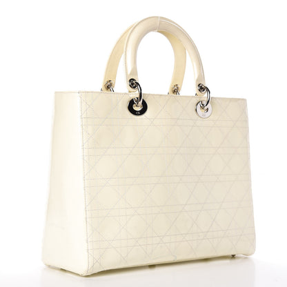 Christian Dior Patent Cannage Large Lady Dior White 3 of 14