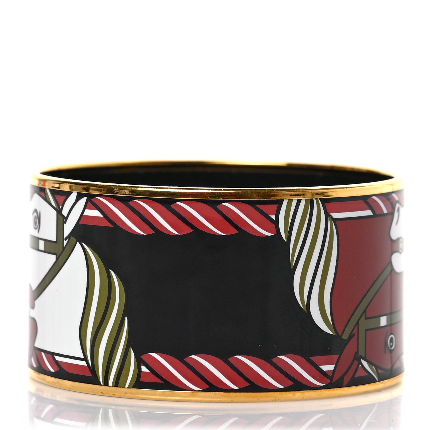 Hermes Enamel Printed Quadrige Extra Wide Bangle 70 3 of 5