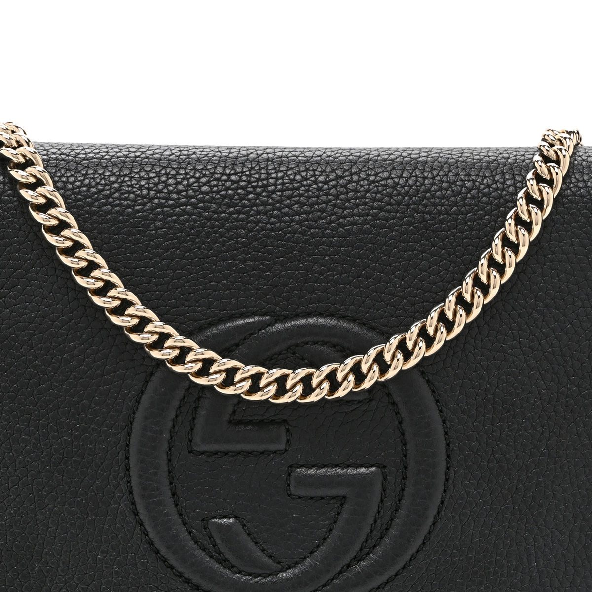 Pebbled Calfskin Medium Soho Flap Crossbody Black