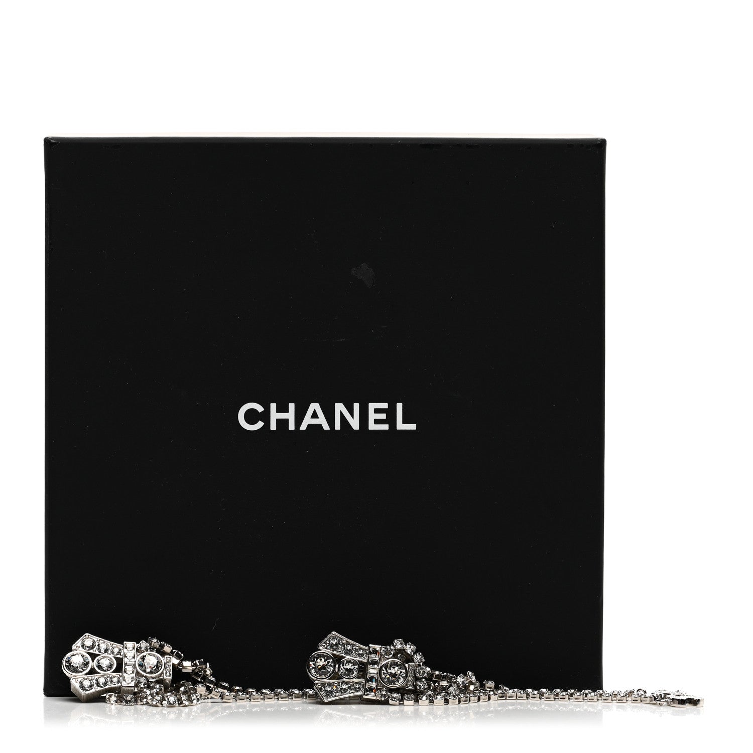 Chanel Crystal CC Crown Chandelier Drop Clip On Earrings Silver 5 of 5
