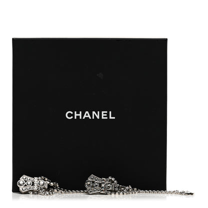 Chanel Crystal CC Crown Chandelier Drop Clip On Earrings Silver 5 of 5