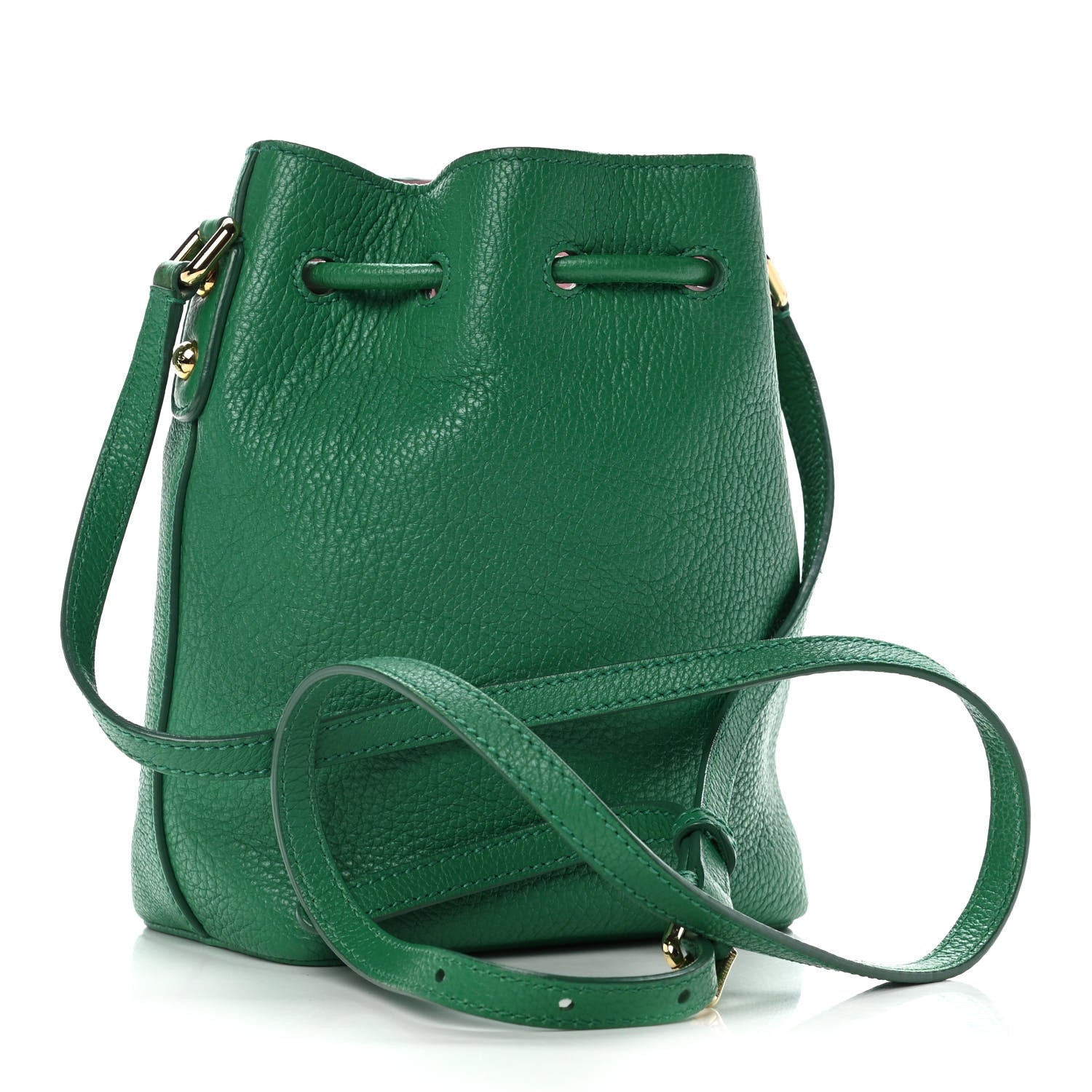 Dolce & Gabbana Drummed Calfskin Claudia Drawstring Bucket Shoulder Bag Green 3 of 13