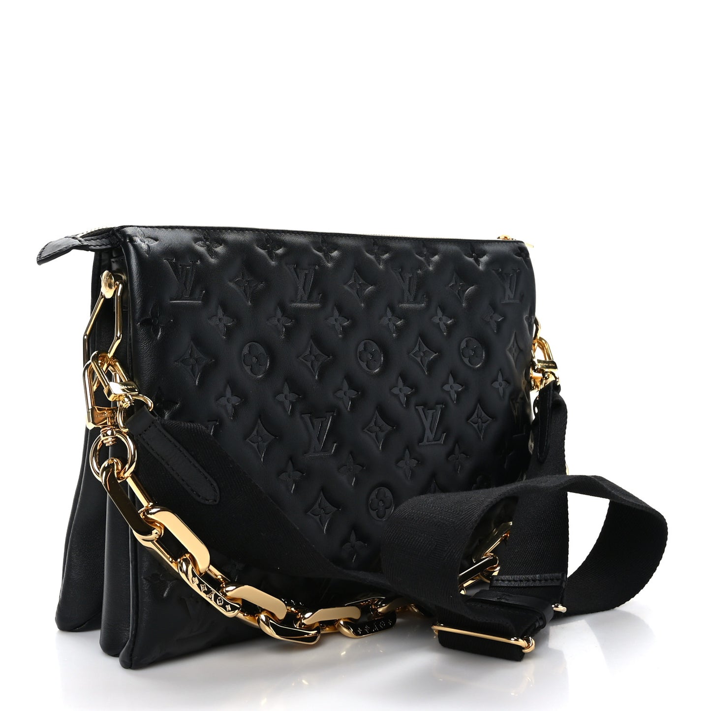 Lambskin Embossed Monogram Coussin MM Black