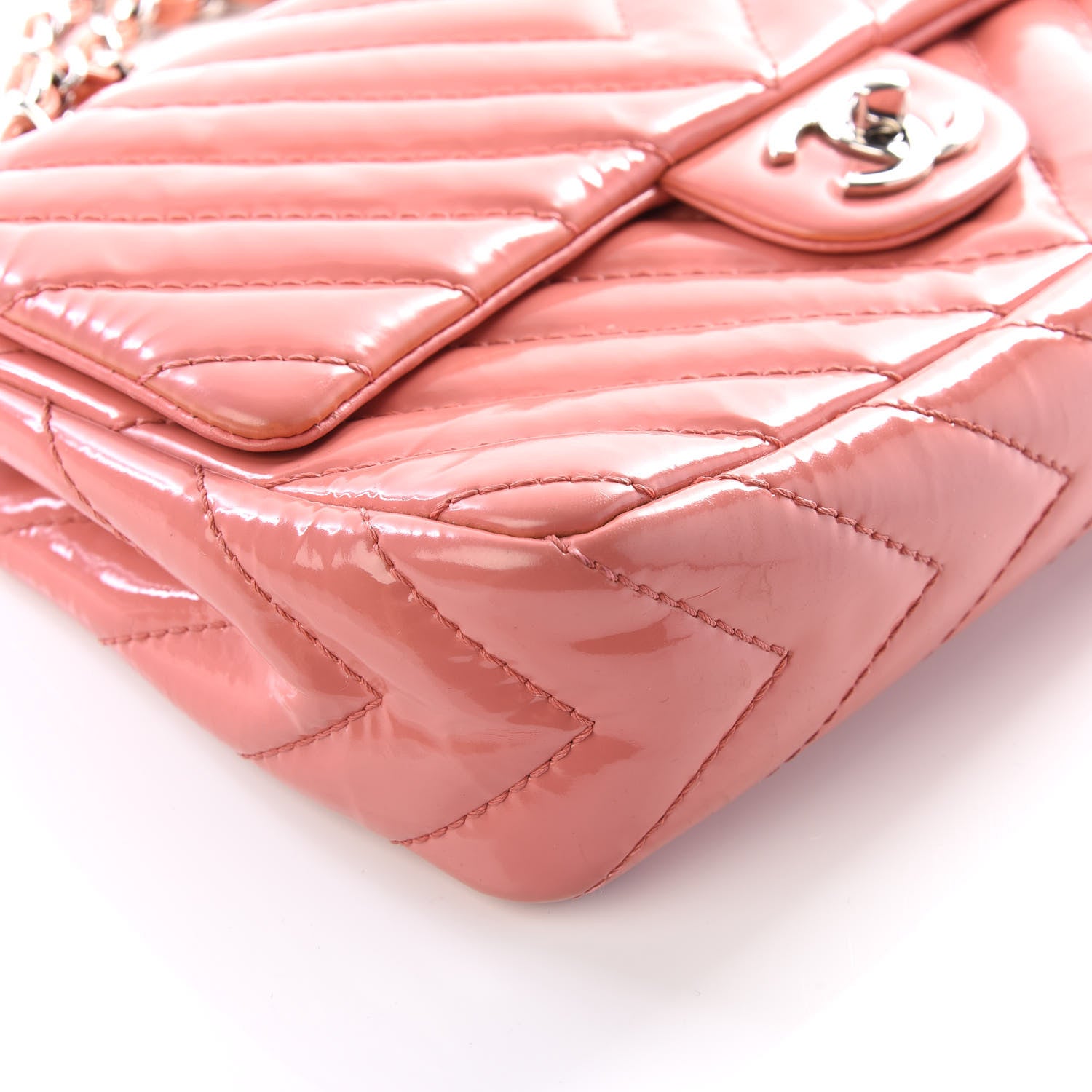 Chanel Patent Chevron Quilted Medium Single Flap Pink 5 of 11