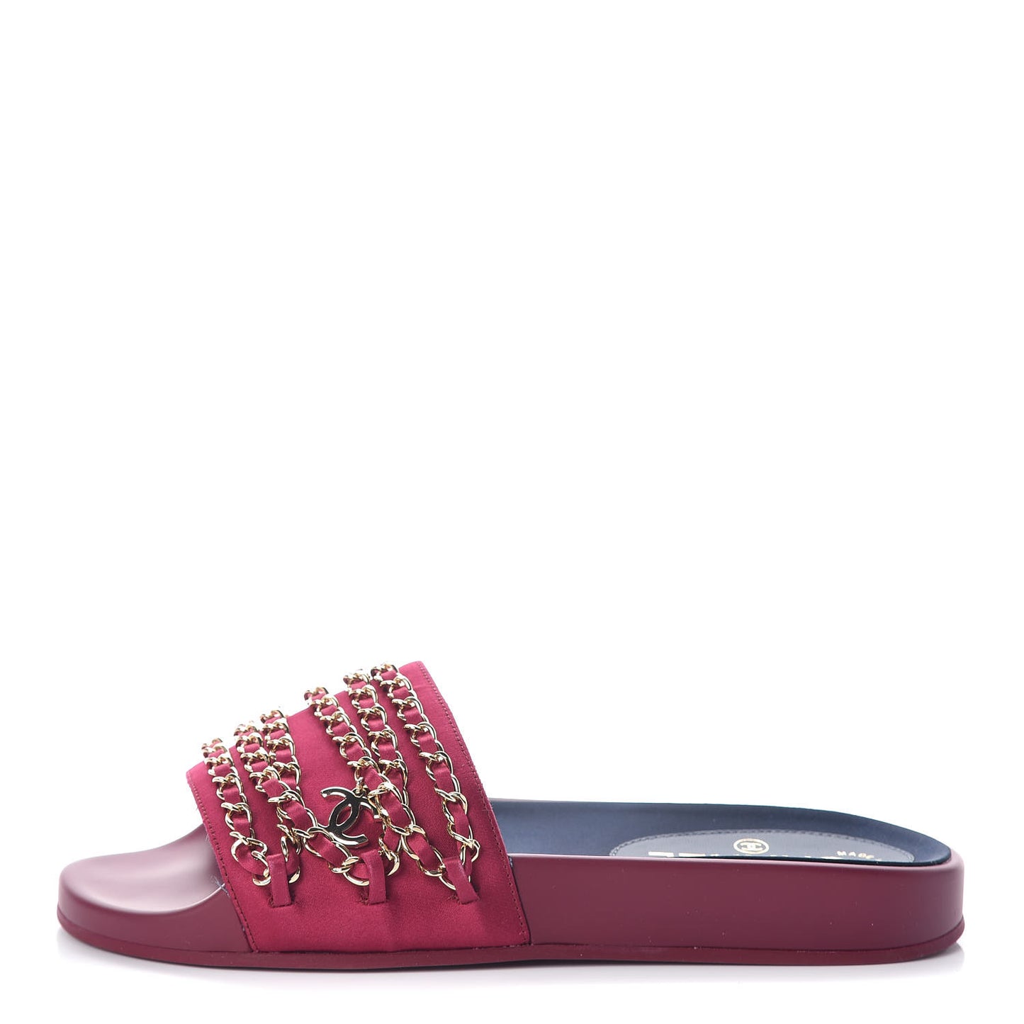 Satin Chain Flat Sandals 38 Dark Fuchsia