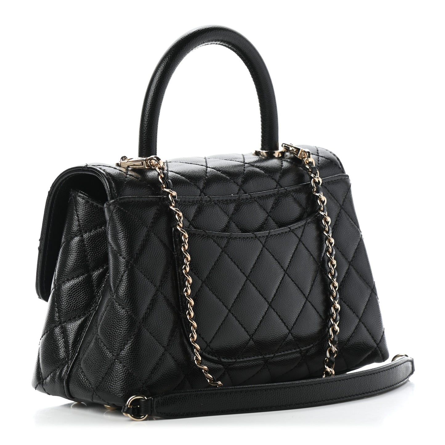 Caviar Quilted Mini Coco Handle Flap Black