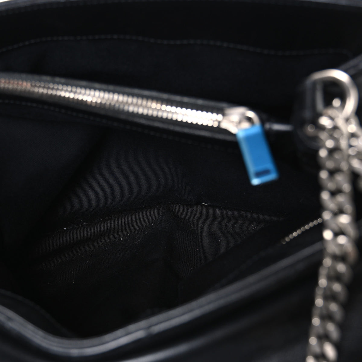 Calfskin Y Quilted Monogram Medium Loulou Chain Satchel Black