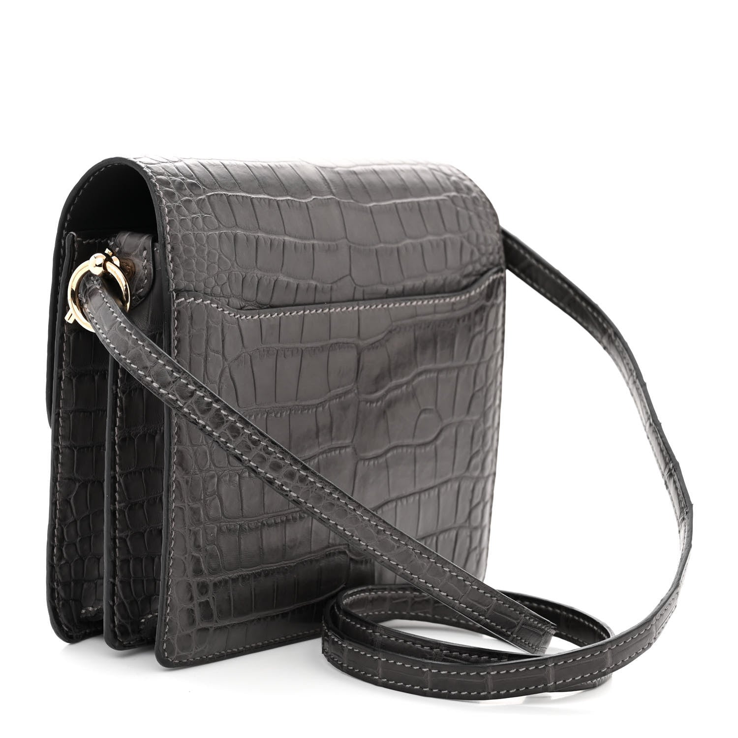 Hermes Matte Alligator Mini Sac Roulis Graphite 3 of 14