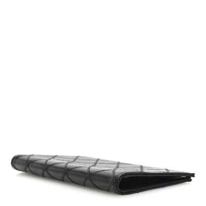 Chanel Lambskin Diamond Stitched Check Book Wallet Black 4 of 8