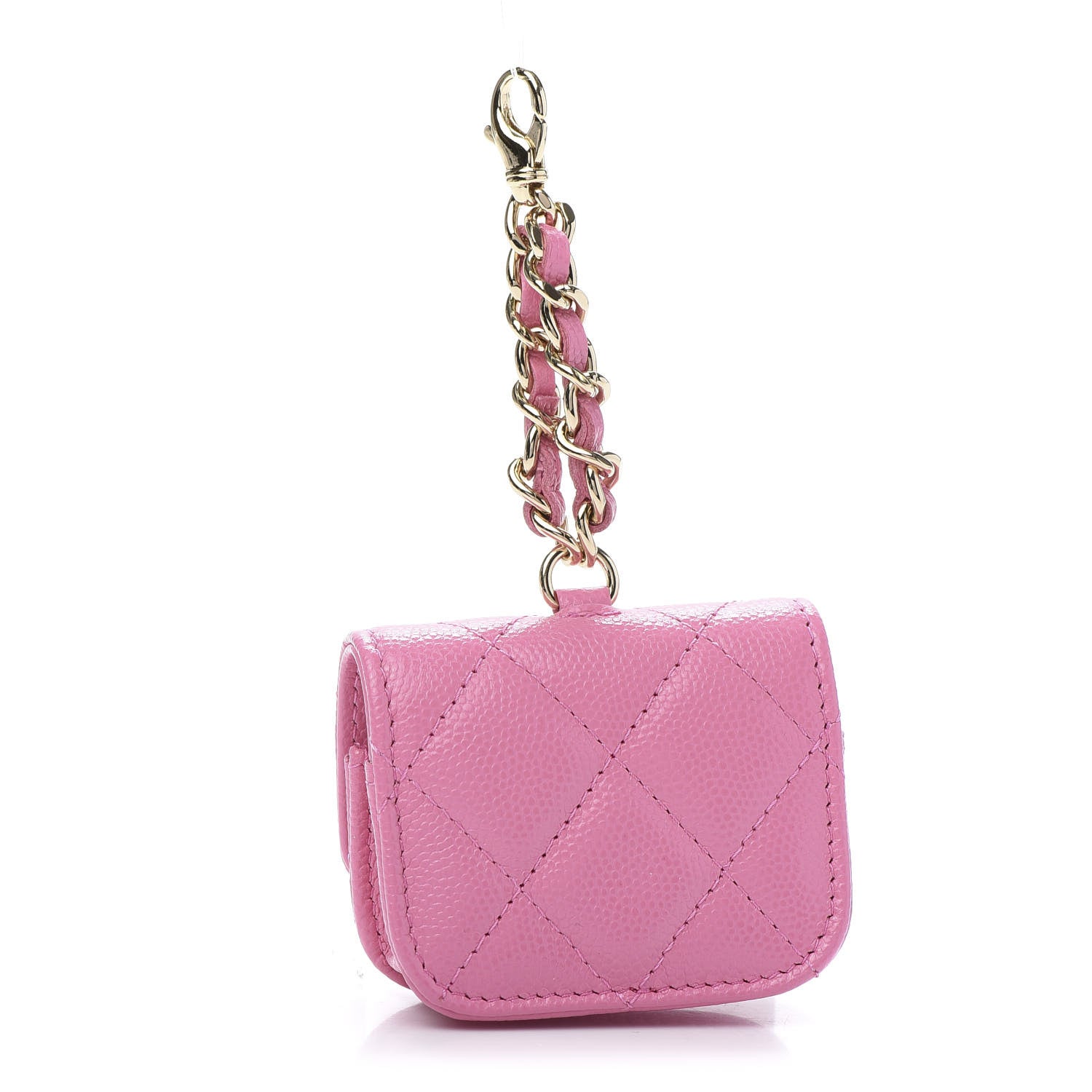Chanel Caviar Quilted Crystal CC Airpods Pro Case Pink 3 of 9