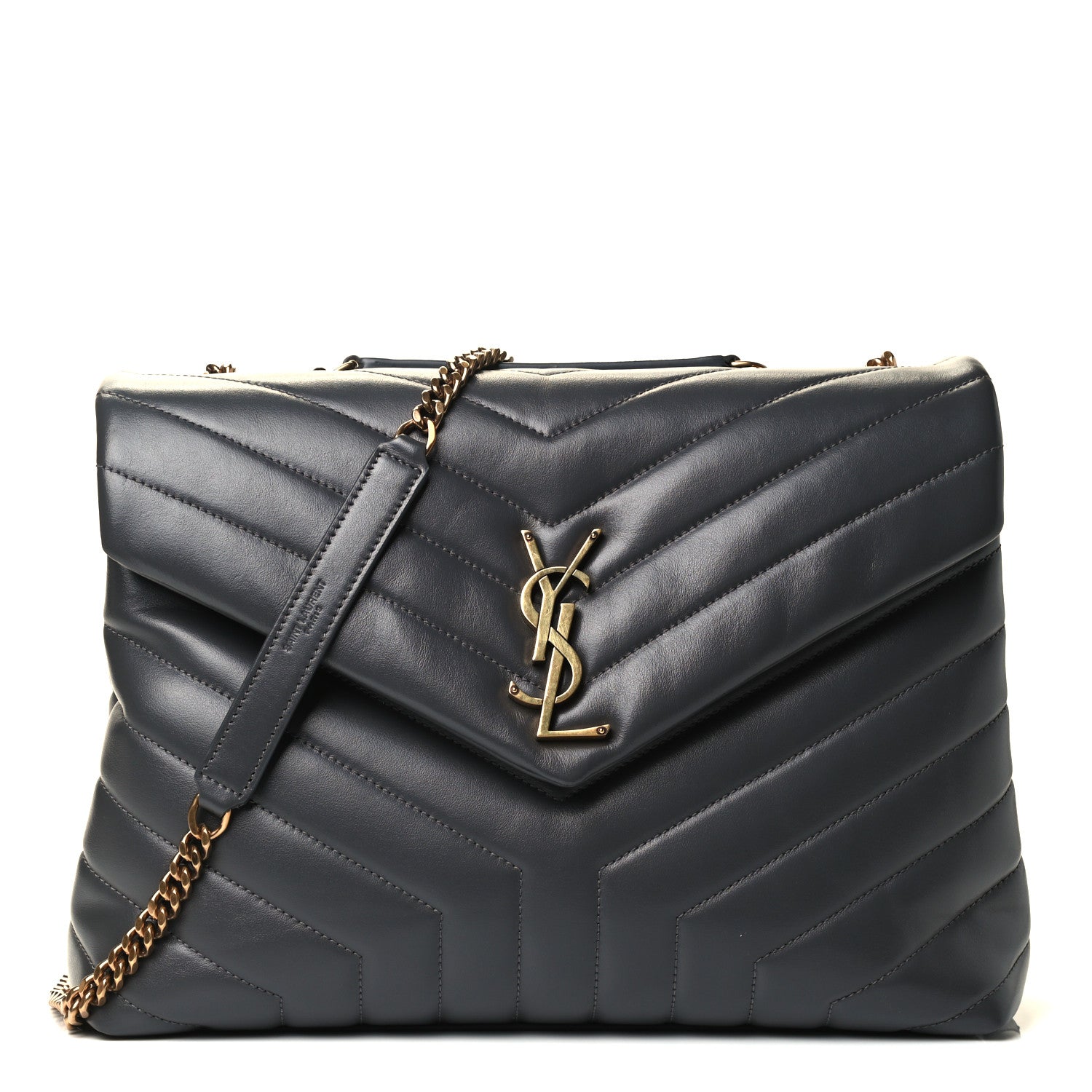 Saint Laurent Calfskin Y Quilted Monogram Medium Loulou Chain Satchel Storm 1 of 4