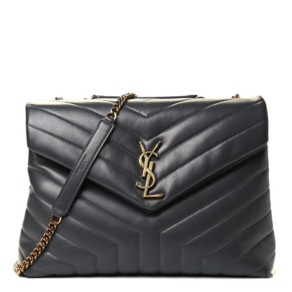 Saint Laurent Calfskin Y Quilted Monogram Medium Loulou Chain Satchel Storm 1 of 4