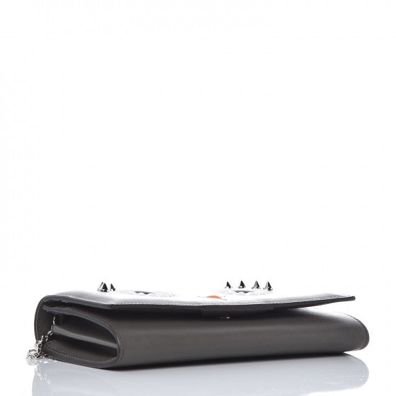 Vitello Century Lucido Hypnoteyes Studded Continental Wallet On Chain Carbone White Multicolor