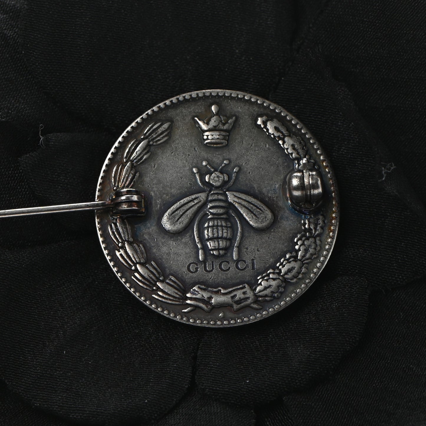 Silk Flower Brooch Black