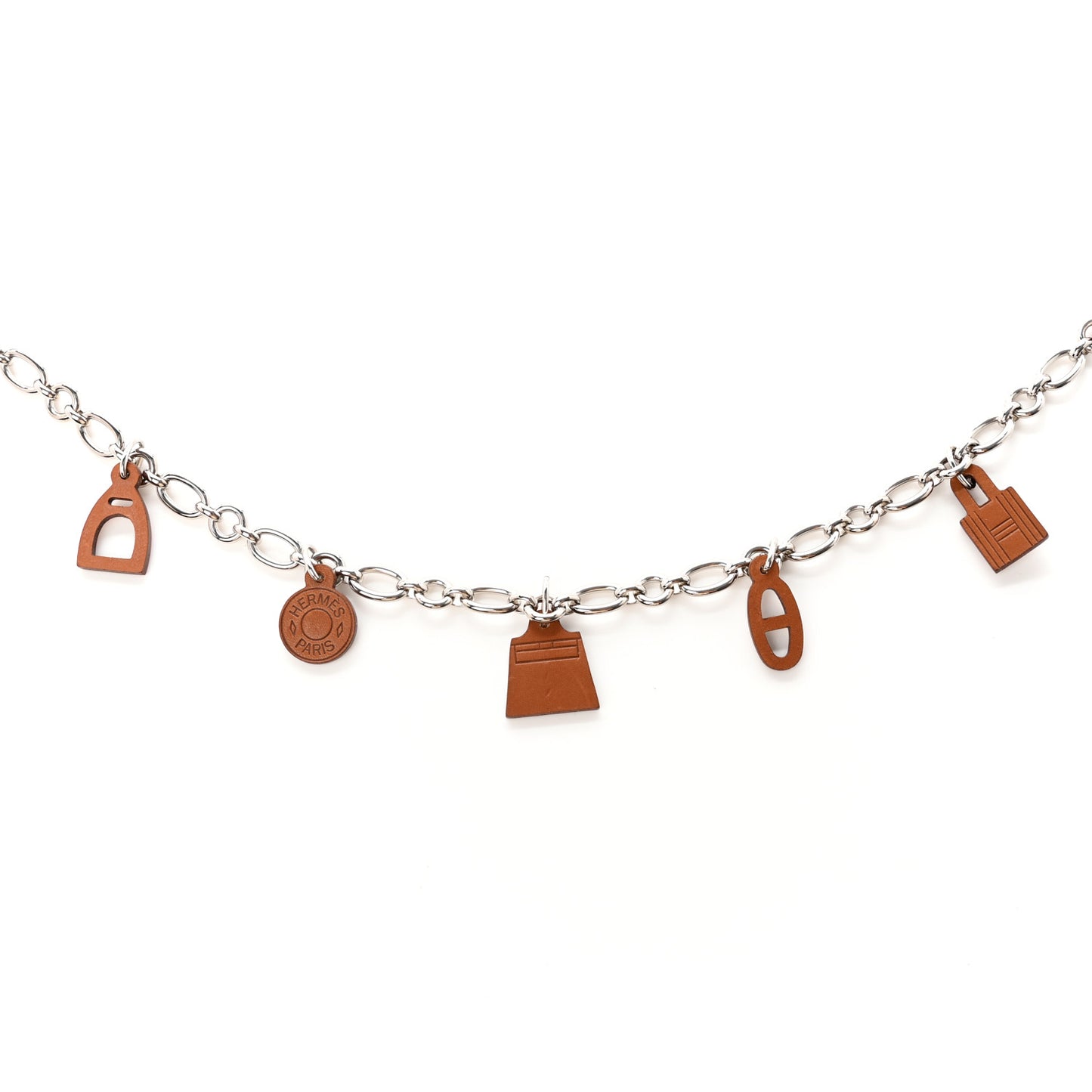 Silver Palladium Fauve Barenia Olga 5 Charms Chain Belt