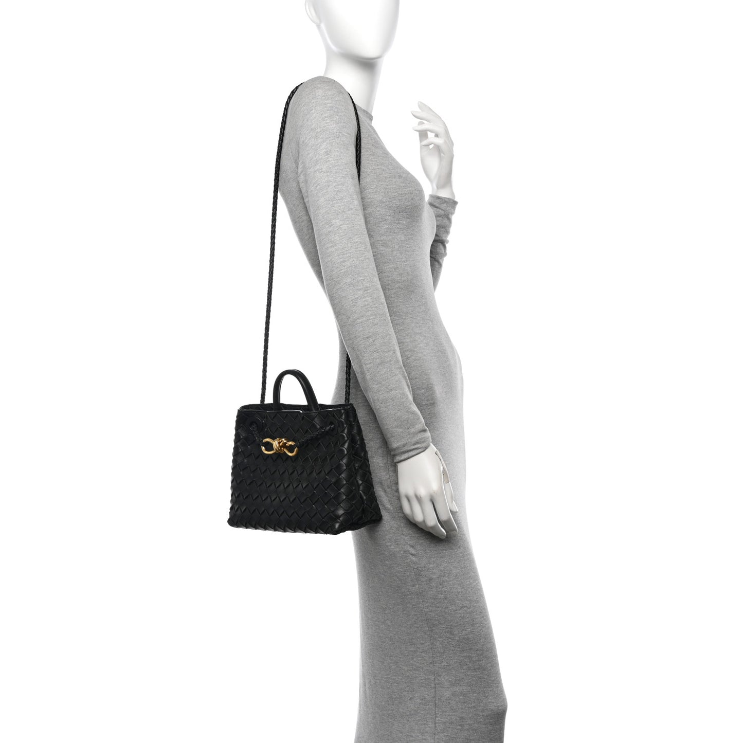 Nappa Intrecciato Small Andiamo Shoulder Bag Black