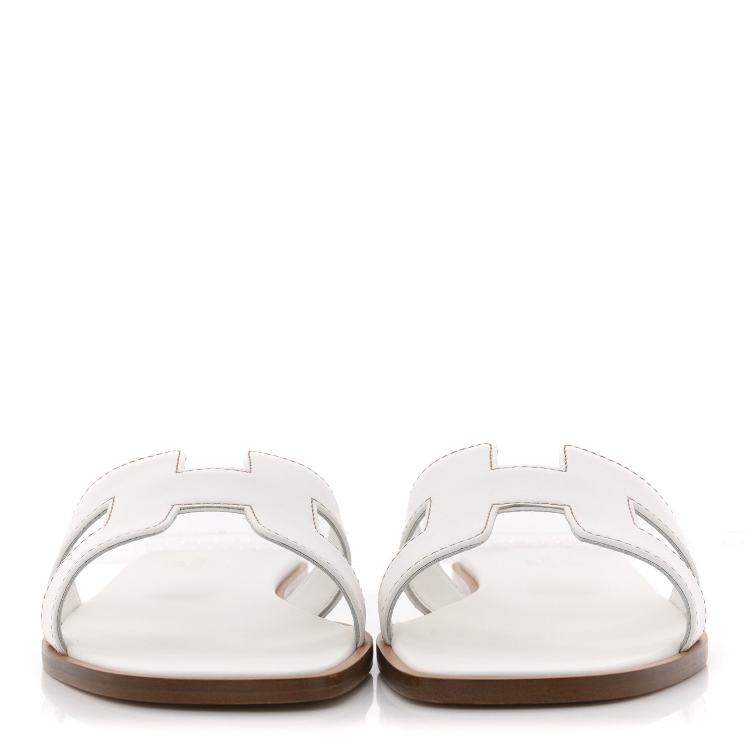 Hermes Box Calfskin Oran Sandals 36.5 White 3 of 11