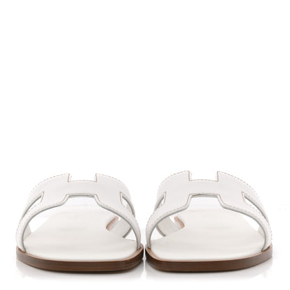Hermes Box Calfskin Oran Sandals 36.5 White 3 of 11