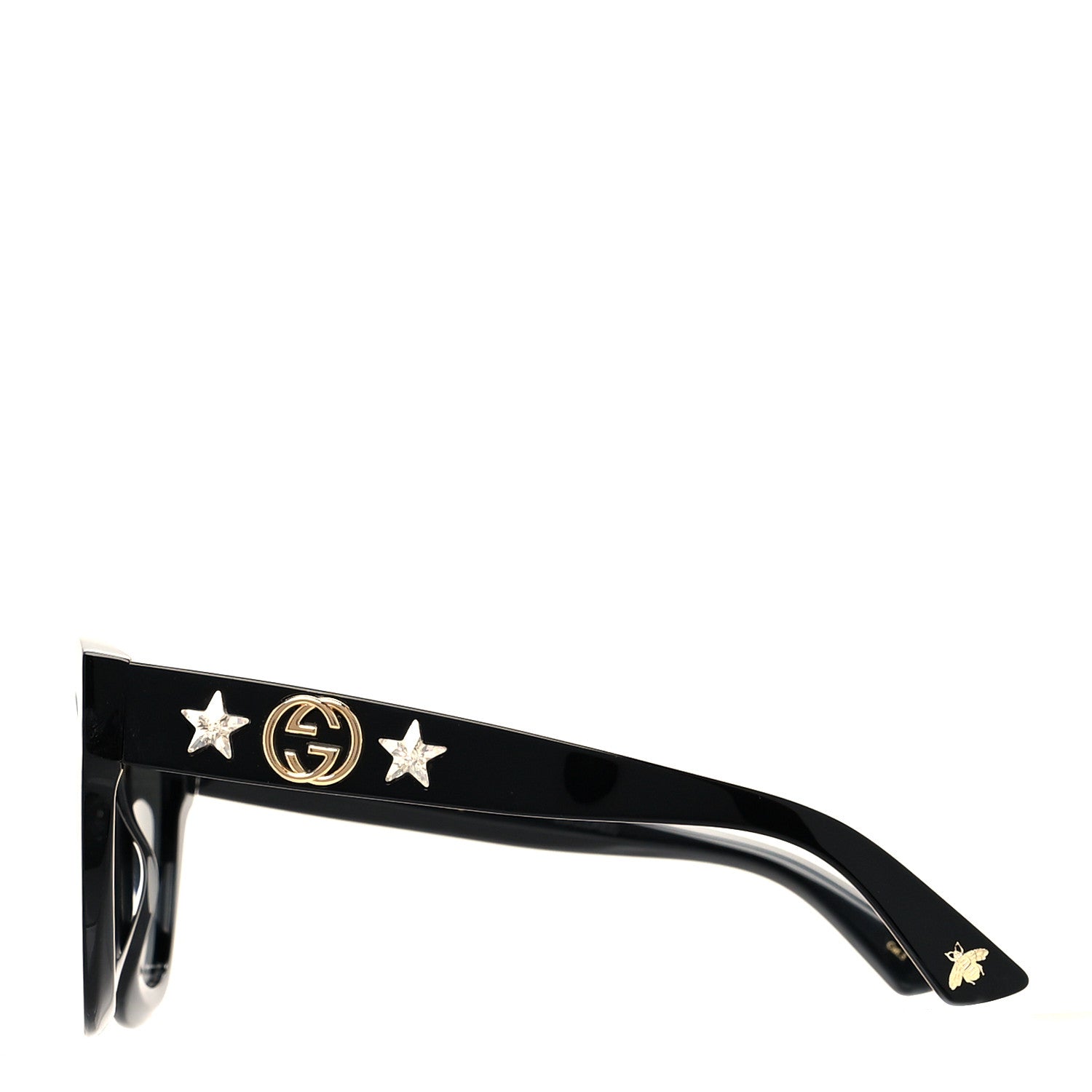 Gucci Acetate Crystal Star Round Frame Sunglasses GG0208S Black 3 of 7