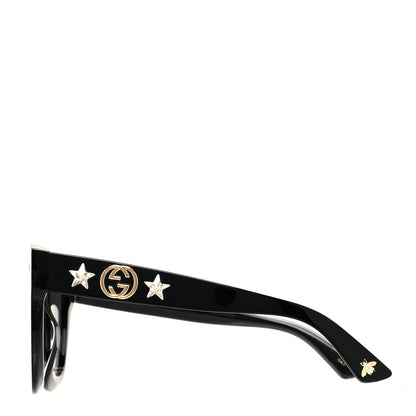 Gucci Acetate Crystal Star Round Frame Sunglasses GG0208S Black 3 of 7