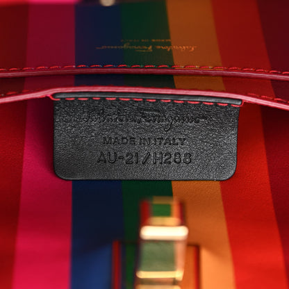 Salvatore Ferragamo Calfskin Rainbow Studio Box Bag Black 6 of 8