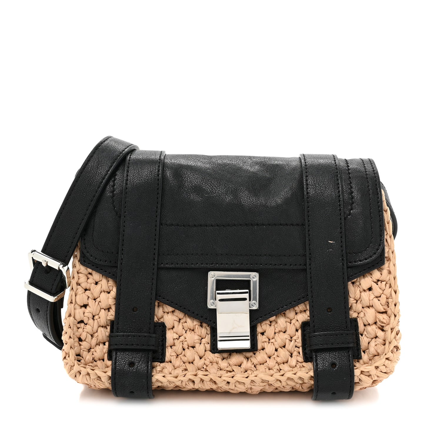 Raffia Lambskin PS1 Mini Crossbody Black