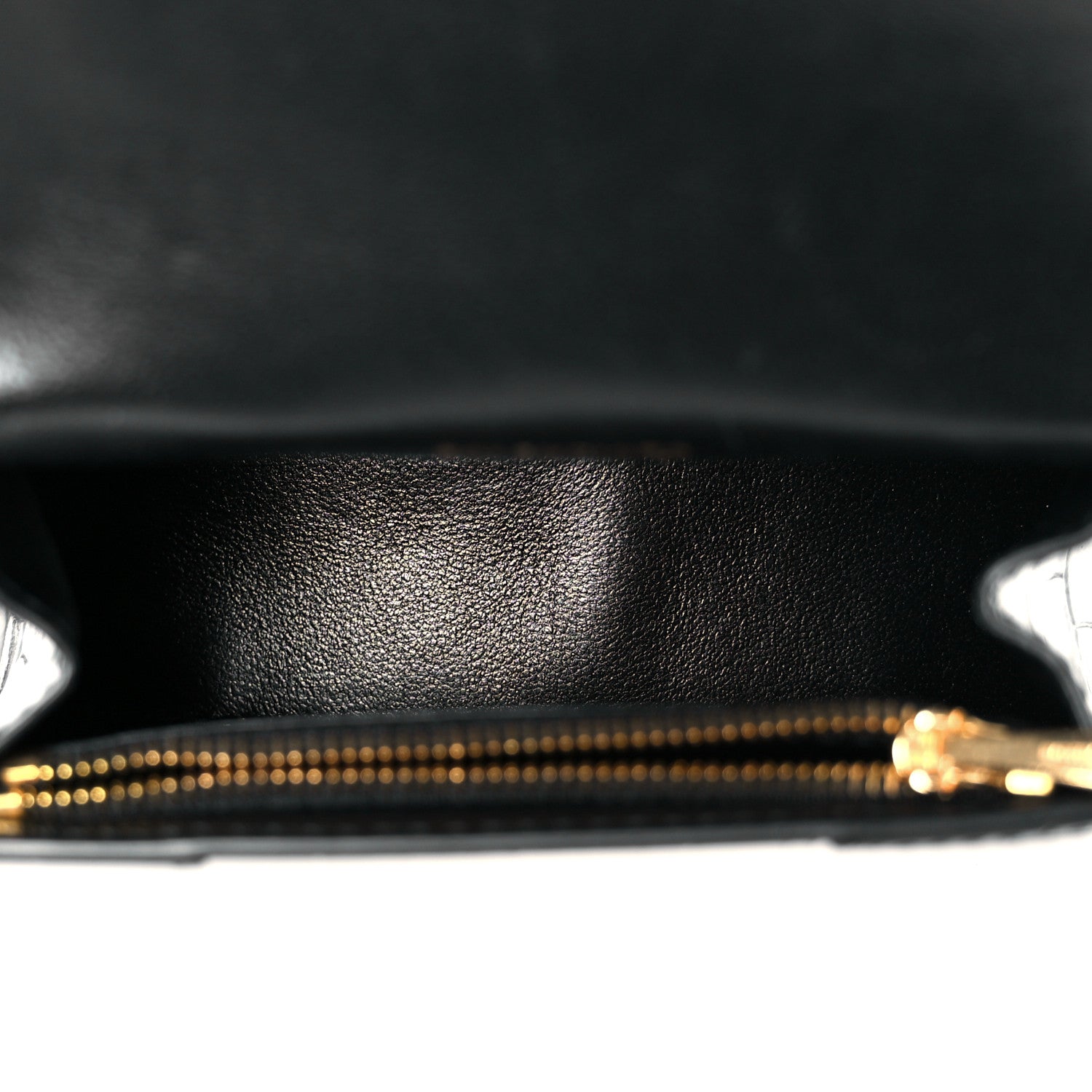 Balenciaga Shiny Calfskin Crocodile Embossed Hourglass Chain Cardholder Black 6 of 13