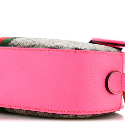 Gucci GG Supreme Monogram Textured Dollar Calfskin Web Ophidia Small Crossbody Bag Beige Ebony Fuchsia 10 of 10