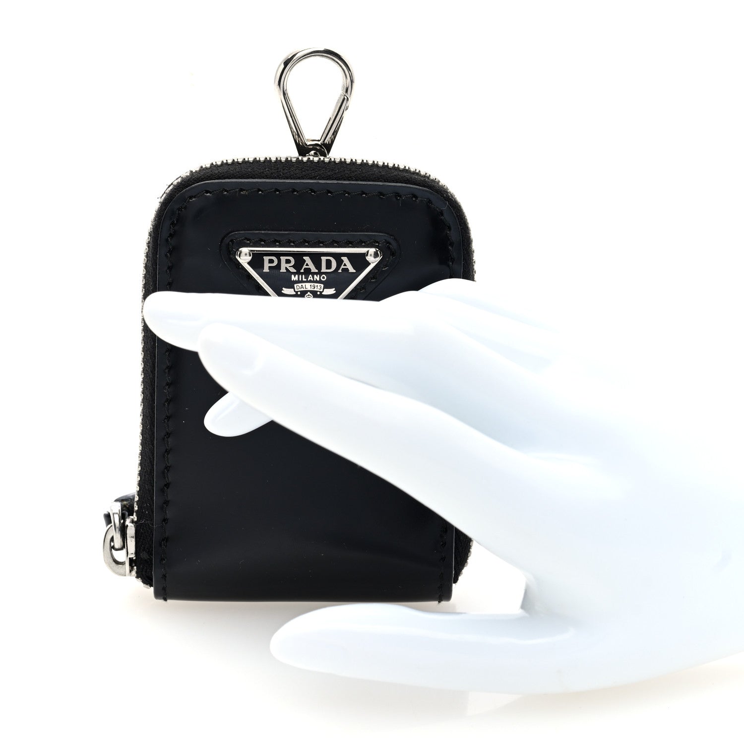 Prada Spazzolato Coin Pouch Bag Charm Black 2 of 6