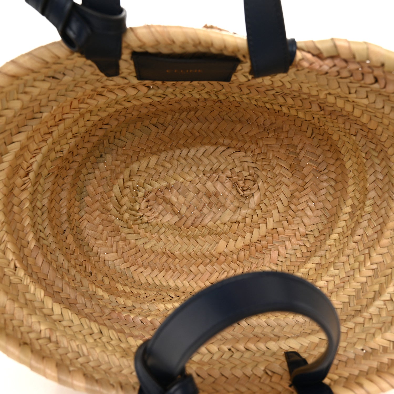 Celine Raffia Calfskin Triomphe Medium Panier Navy Blue 5 of 11