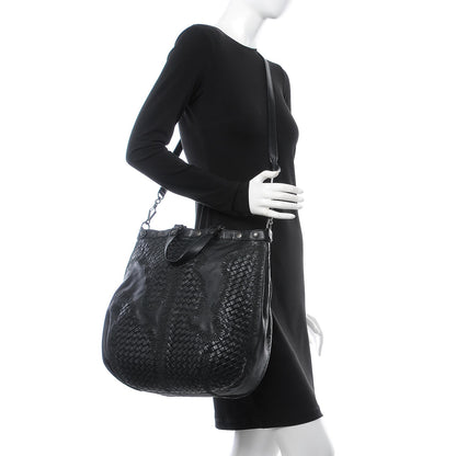 Bottega Veneta Lambskin Intrecciato Embroidered Tote Black 2 of 10
