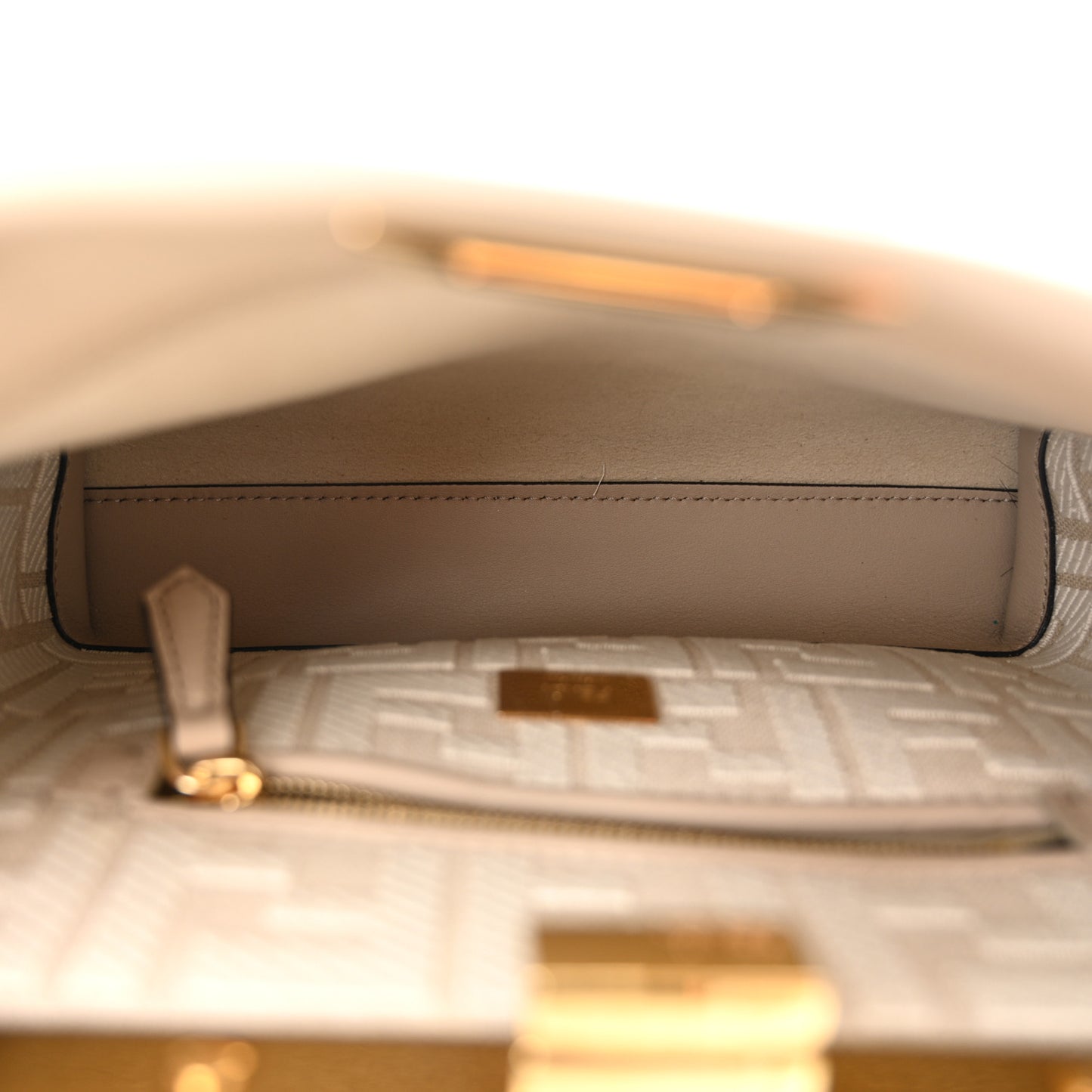 Vitello Seta Canvas FF Embroidered Mini Peekaboo Iconic Satchel Nuvola