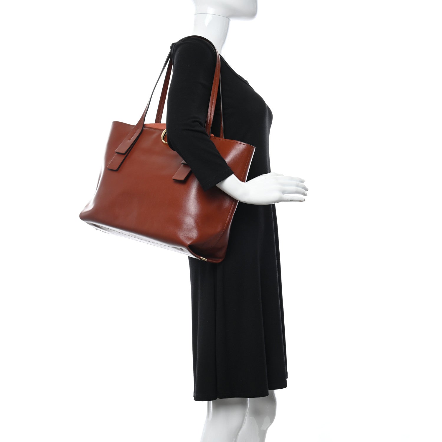 Chloe Shiny Calfskin Suede Medium C Zipped Tote Brown 2 of 9