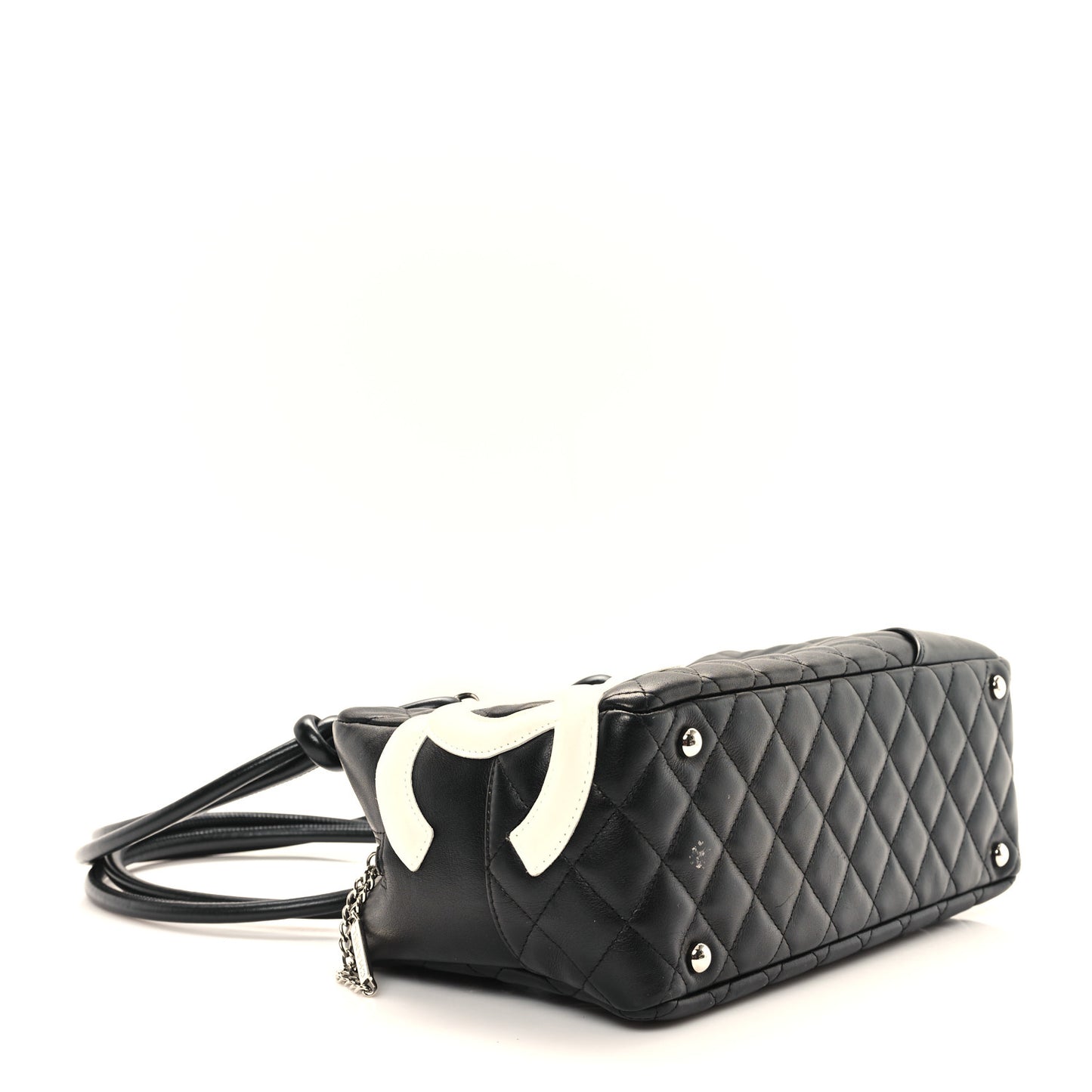 Calfskin Quilted Large Cambon Bowler Black White