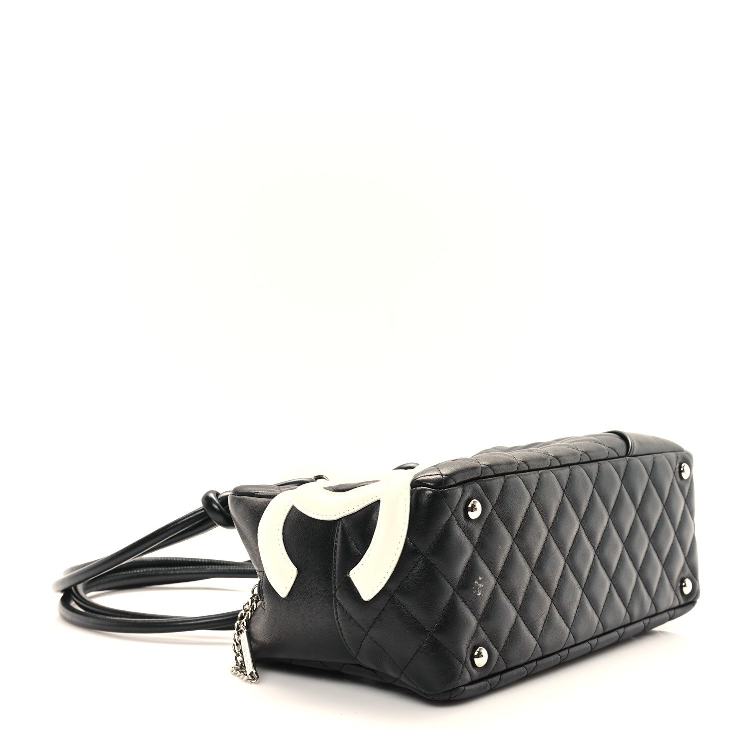 Chanel Calfskin Quilted Large Cambon Bowler Black White 4 of 12