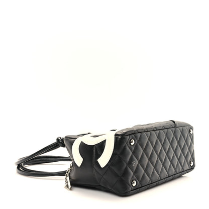 Chanel Calfskin Quilted Large Cambon Bowler Black White 4 of 12