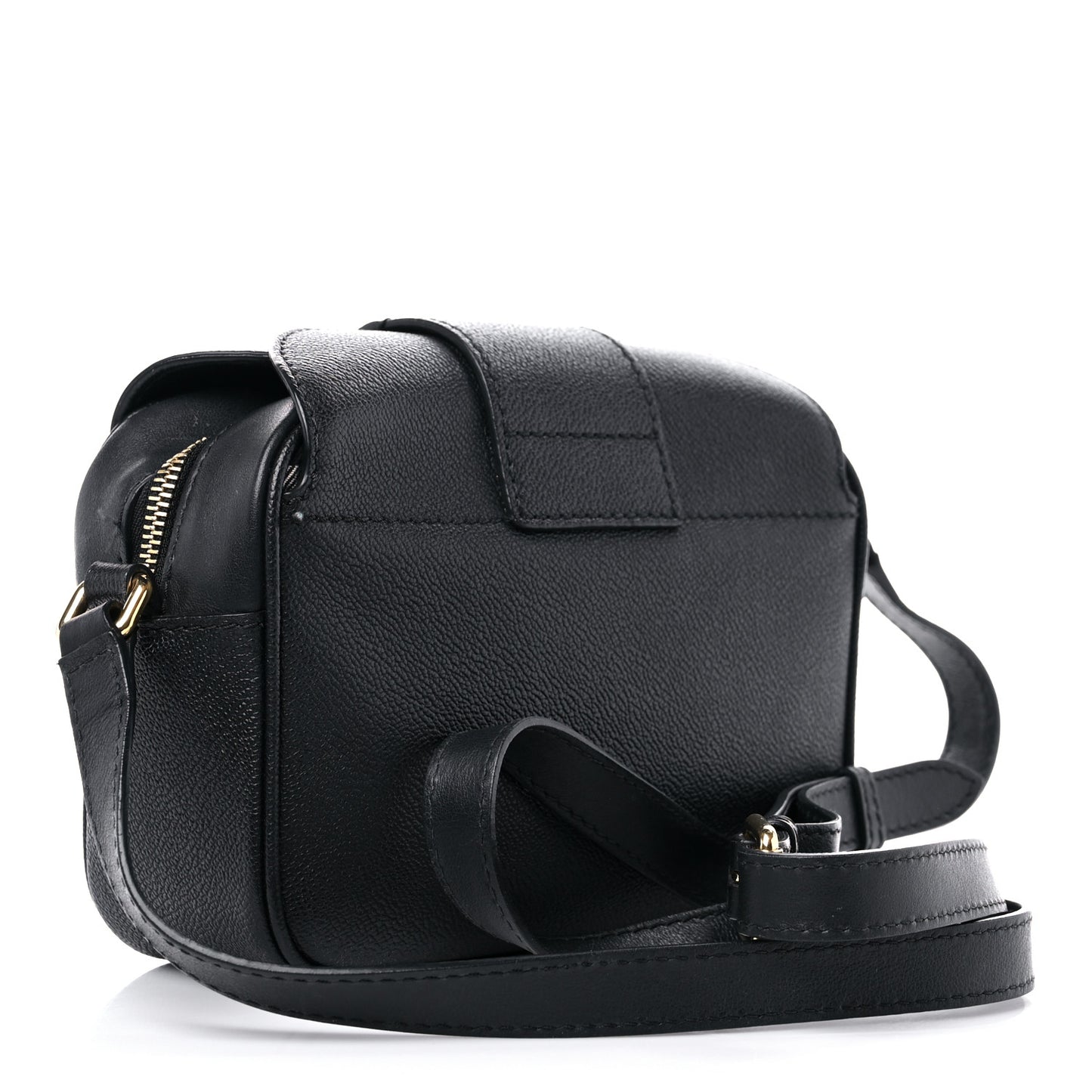 Soft Grain Calfskin Small Buckle Zip Bag Black