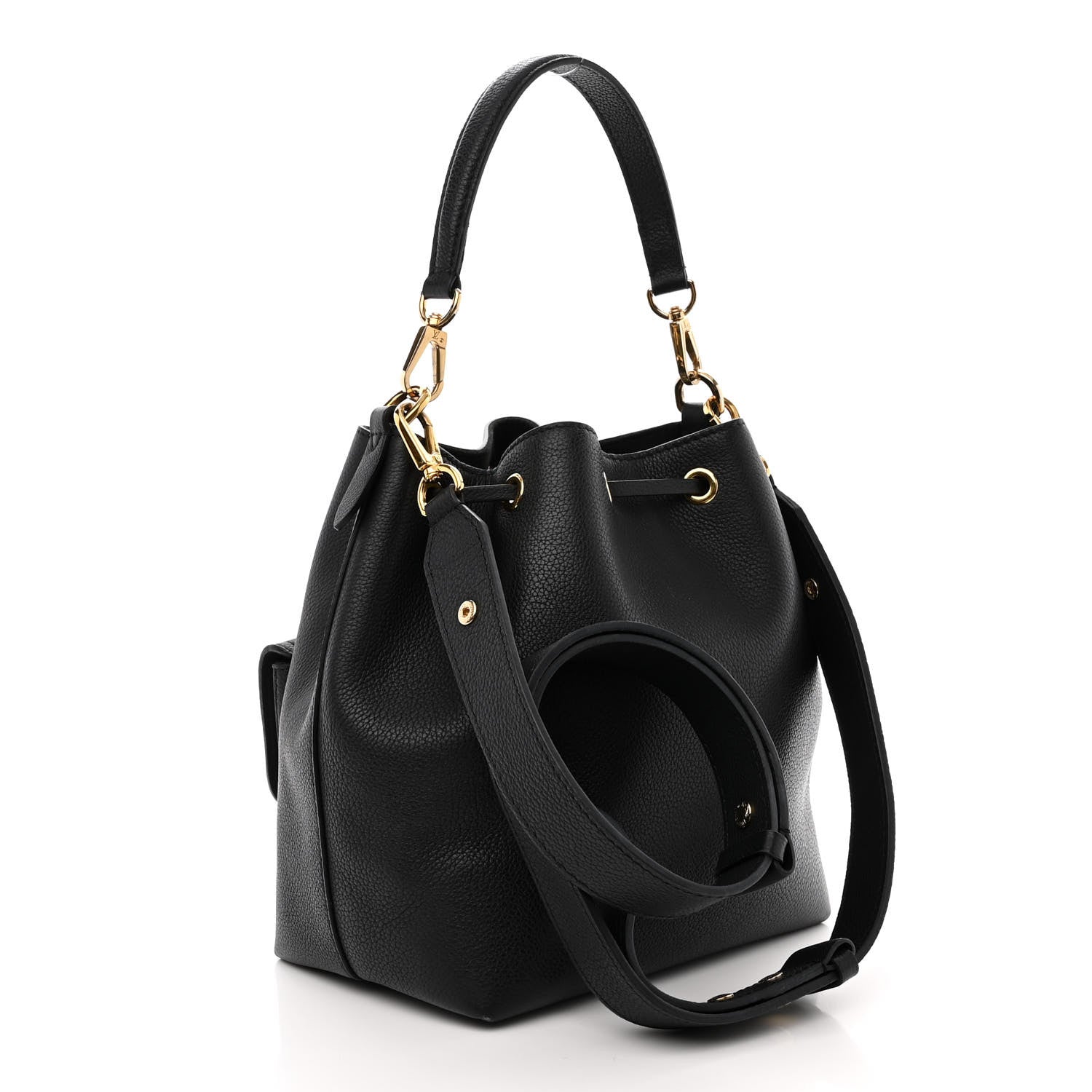 Louis Vuitton Calfskin Lockme Bucket MM Black 3 of 9
