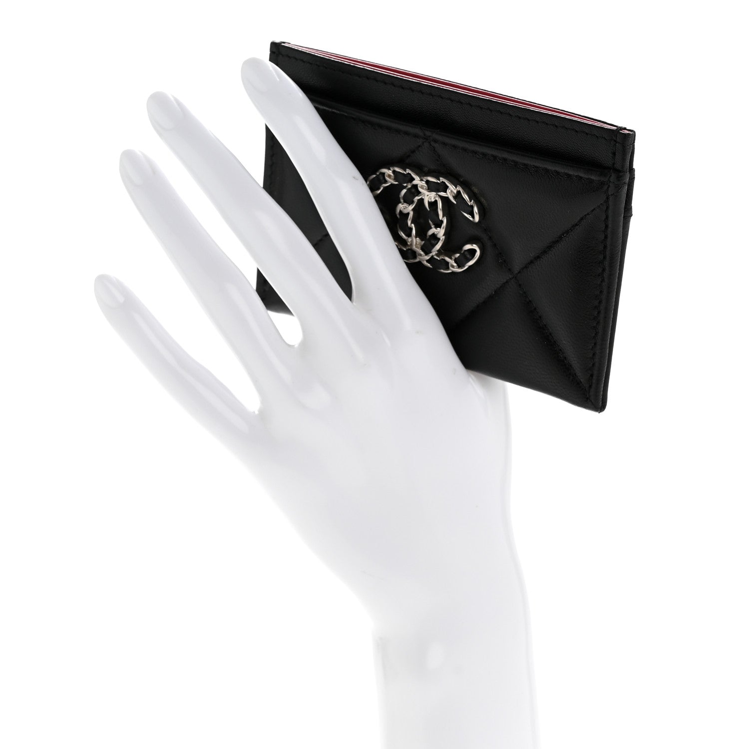 Chanel Lambskin Quilted Chanel 19 Card Holder Black 2 of 10
